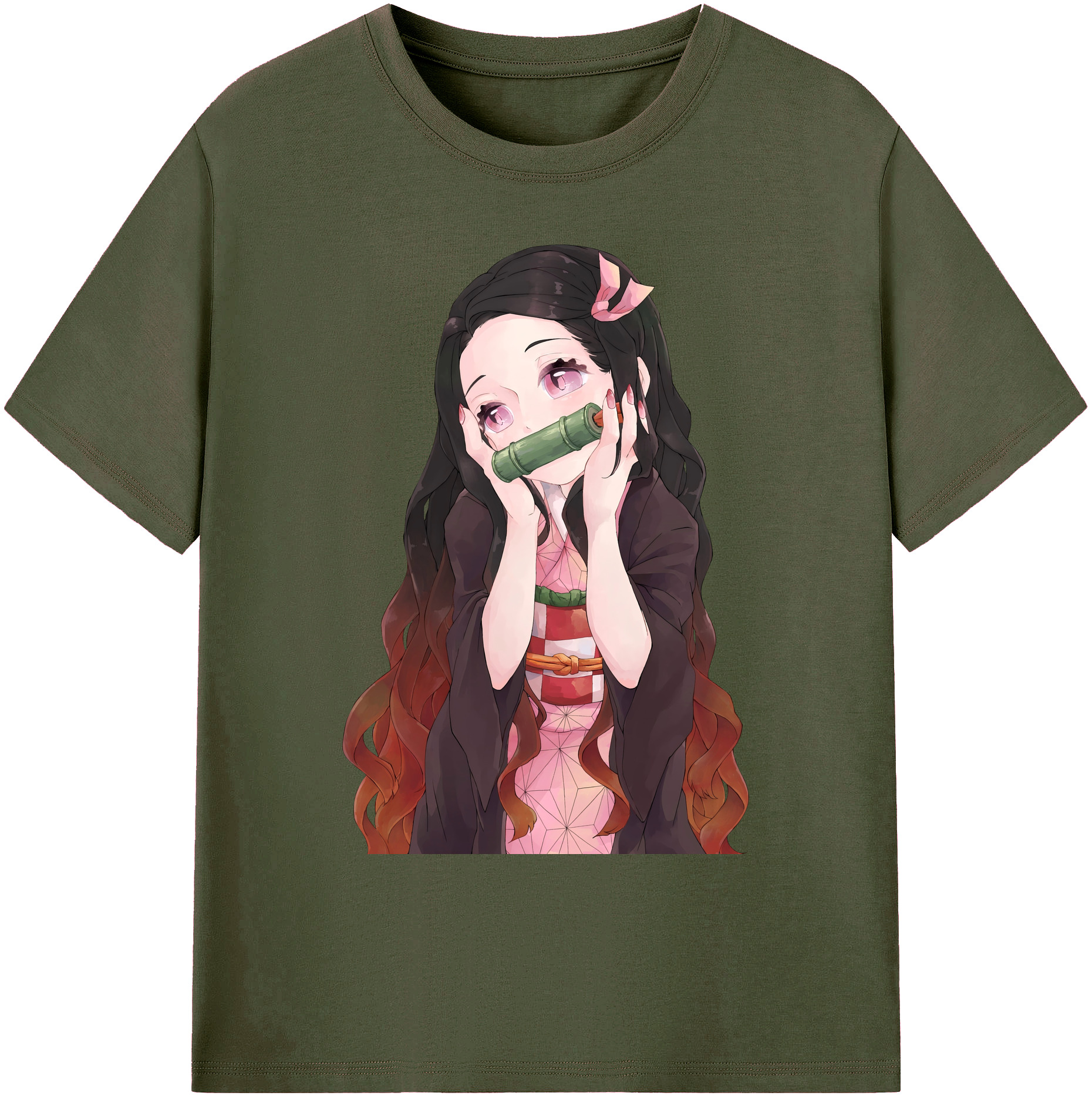（画像用） 鬼滅の刃（きめつのやいば）竈門 禰󠄀豆子／かまど ねずこ Kamado Nezuko 綿100％ メンズ半袖Tシャツ｜肌触りやわらか＆通気性